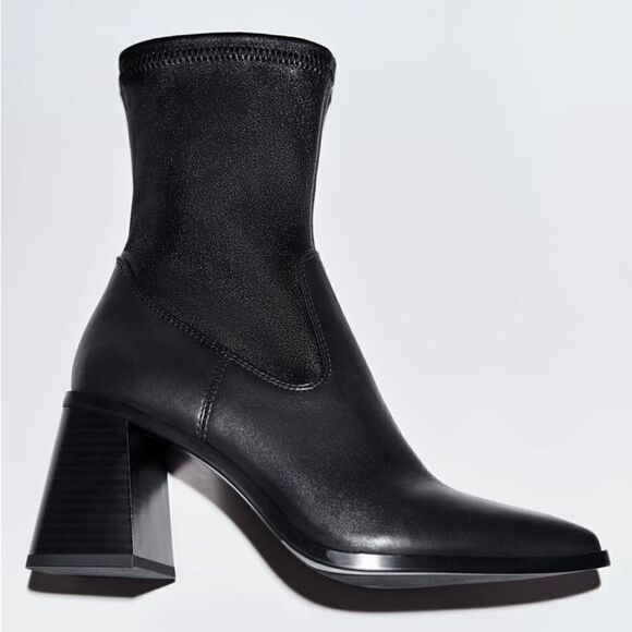 Zara Ankle Heeled Genuine Leather Boots New - Picture 10 of 12